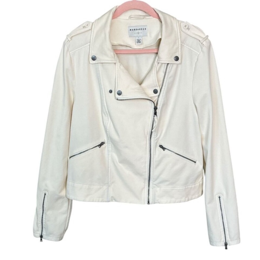 Marrakech Jaxon‎ Knit Moto Jacket Cream White Petite M